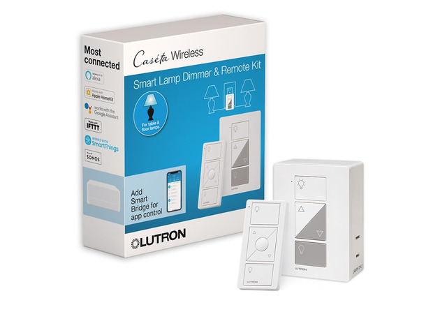 Caseta Smart Lamp Dimmer Kit; Plug-in Dimmer & Pico Wireless Remote Wireless remote and lamp dimmer kit adds a new switch for floor lamps or table...