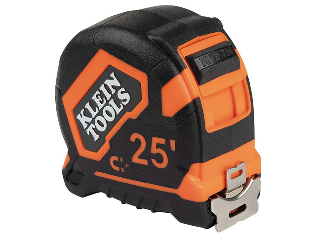 9225 Tape Measure, Heavy-Duty Measuring Tape with 25-Foot Double-Hook Double-Sided Nylon Reinforced Blade, with Metal Belt Clip
