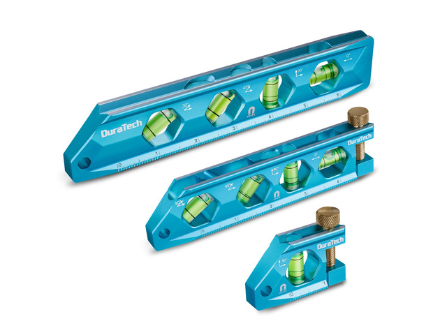3-Piece Level Tool Set, Magnetic Torpedo Level with V-Groove 2.5', 6.25', 8' Leveler with 0°/30°/45°/90° Bubbles, Large Viewing Window, Aluminium...