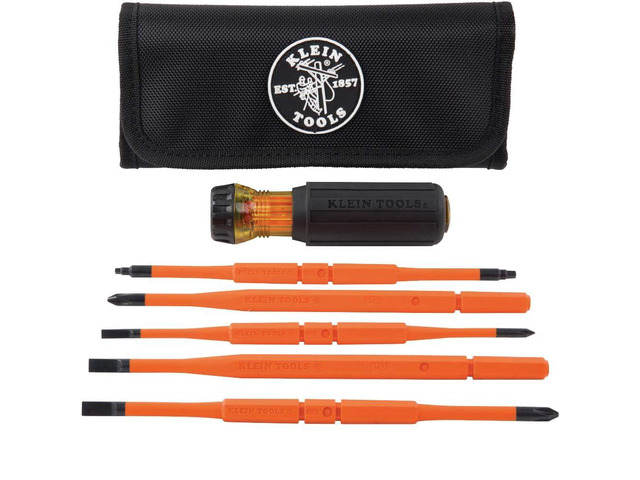 32288 Insulated Screwdriver, 8-in-1 Screwdriver Set with Interchangeable Blades, 3 Phillips, 3 Slotted and 2 Square Tips