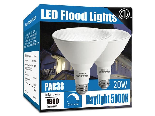 Par38 led Flood Lights Outdoor Light Bulb,Dimmable 1800LM,20W Replace up to 200W,Outdoor Flood Light Bulbs for Backyard,Garage,Porch,Garden,2 Pack...
