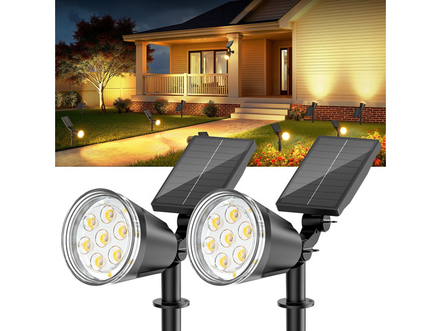 Solar Spot Lights Outdoor Waterproof: 1000LM Big Adjustable Spotlight - 2-in-1 15Hrs+ Long Lasting Spot Light - Solar Powered Spotlights Landscape...