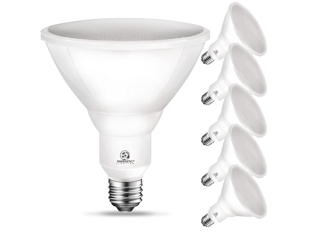 Energetic PAR38 LED Flood Outdoor Light Bulb, 5000K Daylight, 90 Watt Equivalent (11W), Wet Rated, 900LM, E26 Base, Non-Dimmable, 6 Pack