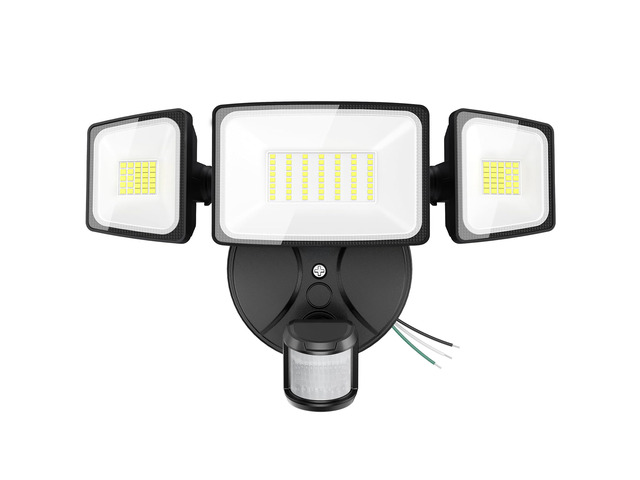 75W LED Flood Light Motion Sensor Outdoor, 7000lm Dusk to Dawn Flood Light, Security Light with Three Head, IP65 Waterproof Exterior Floodlight,...