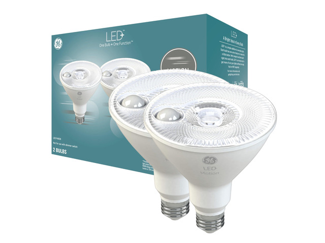 LED+ PAR38 Motion Sensor Outdoor Flood Light Bulbs, 15W, 2 Pack Motion-activated security floodlight, PAR38, gara, porch, dusk-to-dawn, warm...