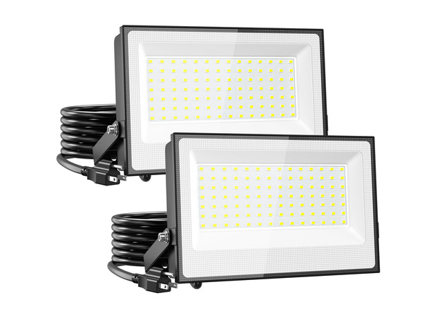 120W Flood Lights Outdoor,12000lm Bright LED Work Light with Plug,Daylight White LED Flood Lighting, IP66 Waterproof Security Yard Lights for Yard...