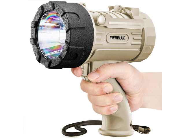 Rechargeable Spotlight Flashlight with 2000000 High Lumen LED, IP67 Waterproof Long Running Spot Light searchlight, Impact Resistant Handheld...