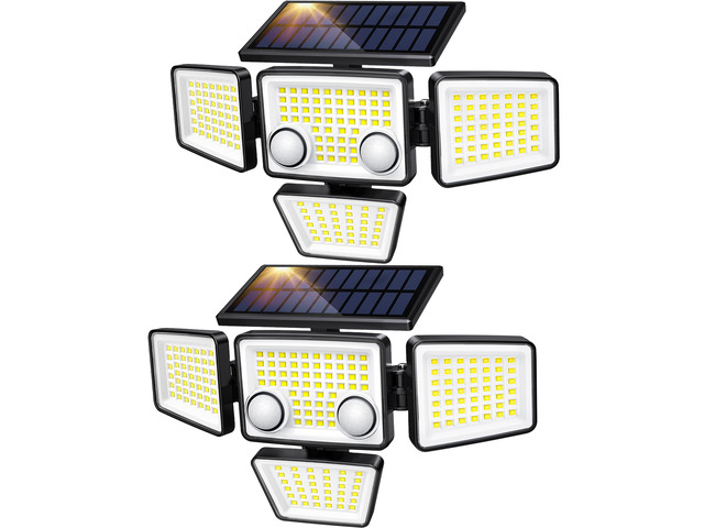 Solar Outdoor Lights - 3000LM 188 LED Motion Sensor Outdoor Lights, 4 Heads Security Light,IP65 Waterproof, Easy Install,270°Wide Angle Flood Wall...
