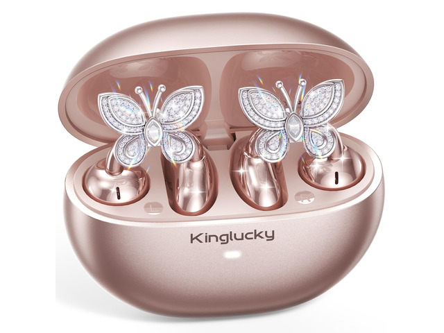 Clip-On Open Ear Earbuds with Detachable Butterfly Earrings, Bluetooth 6.0 Wireless Headphones for Women, 40H Playtime, Comfortable Fit for Small...
