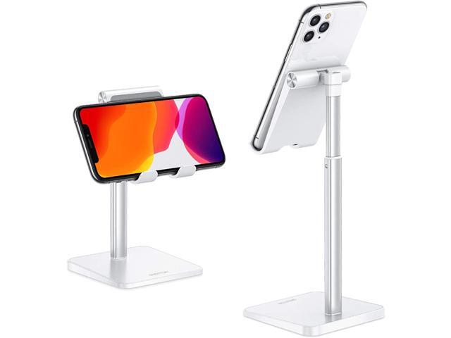 OMOTON CA02 Cell Phone Stand with Charging Hole for Desk Lightweight Silver Fits iPhone 17/Samsung Galaxy 4-7' Â· Hands-Free Call Â· Gaming Â· Live...
