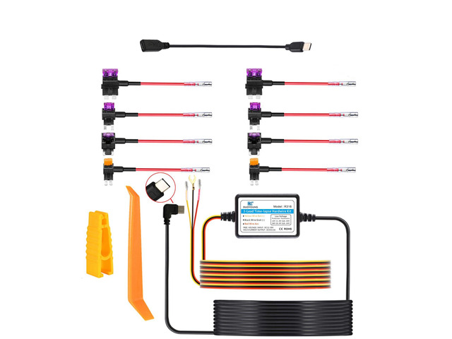 Dash Cam Hardwire Kit (12V-24V to 5V), USB C Hardwire Kit for Dash Camera with Acc Functionality, Add a Circuit Fuses, 24h Parking Monitor and Low...