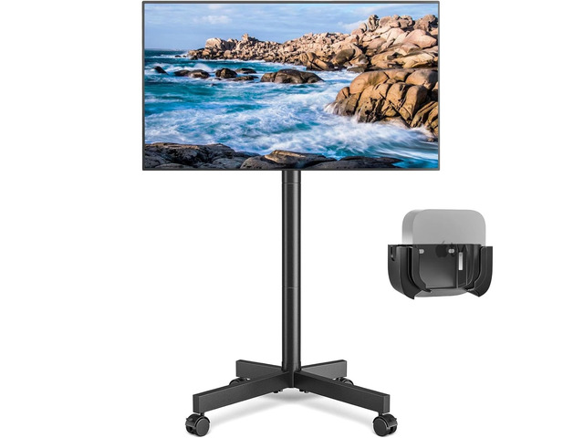 Mobile TV Cart Rolling TV Stand for 23-65 Inch Screens (Black) Portable TV Stand on Wheels with Tilt and Height Adjustable, Outdoor TV Mount Stand...