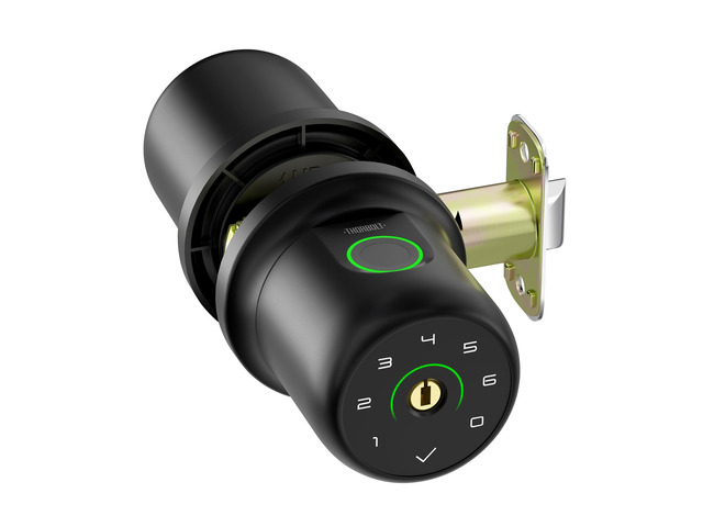G1 Fingerprint Door Knob Lock with Keypad, Black 4x AAA Alkaline Batteries, Biometric, Electric, Auto-Lock, for Bedroom, Garage, Office, Pantry...