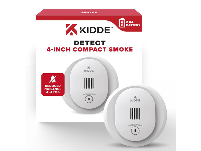 Compact Smoke Detector, AA Battery-Powered, 10SDR 4-Inch Smoke Alarm with LED Status Lights, Loud 85 dB Alarm, Ideal for Homes and Small Spaces