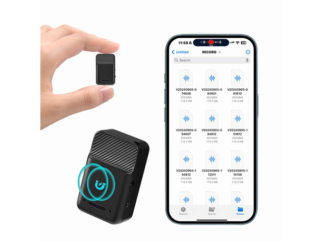 Mini Voice Recorder,64GB Magnetic Voice Activated Recorder with AI Noise Cancellation,72H Battery Life, USB-C Portable Recording Device for...
