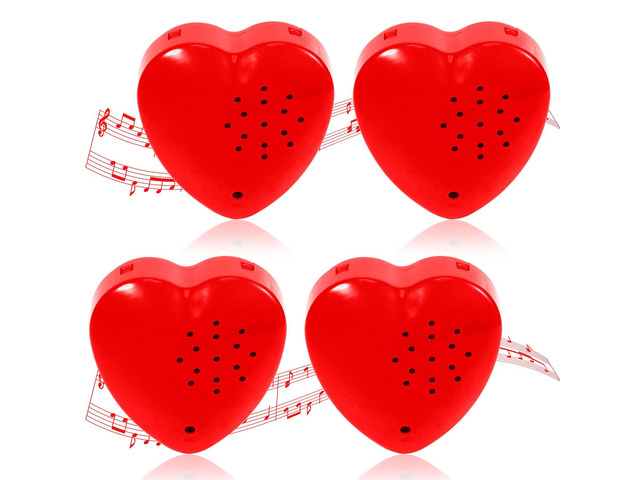 4 Pack 60 Seconds Voice Recorder for Stuffed Animal Heart Red Push Button Heart Shaped Sound Recorder Recordable Device for Toy Plush Bear Doll...