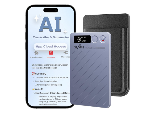 AI Voice Recorder w/Case, AI Note Taker & App Control, AI Transcription and Summary, Noise Cancellation, 152 Languages, 64GB Digital Audio Recorder...