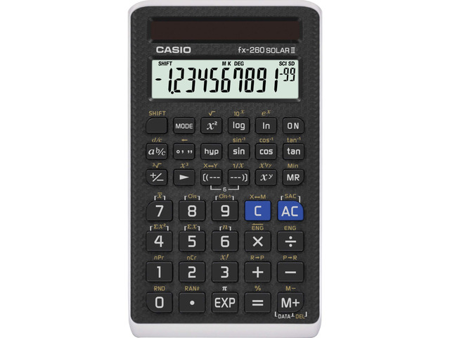 fx-260 Solar II Scientific Calculator, 10-Digit Display Fraction & trig functions, solar powered; ideal for middle/high school algebra & trig