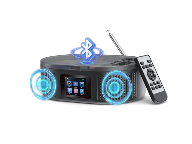 Boombox CD Player Portable with Bluetooth TX/RX Modes and FM Radio Rechargeable and Dual Stereo Speakers for Home/Car with Remote Support USB,...
