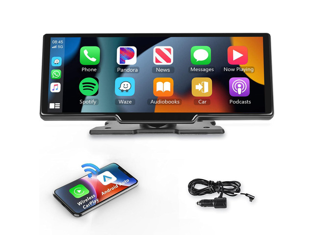10.26' Touchscreen Wireless Carplay Portable Car Stereo Android Auto, Car Play Navigation, Voice Control, Bluetooth/AUX/FM, Car Radio Receiver