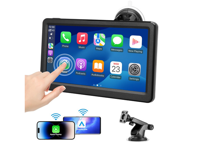 Wireless Carplay Screen for Car, 7' HD Touch Screen Portable Car Stereo for Carplay & Android Auto, Pantalla para Carros with Bluetooth, AUX, FM...
