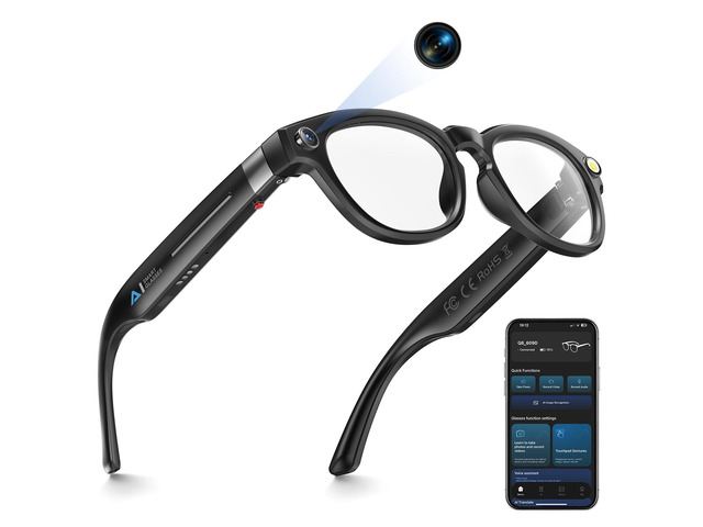 AI Smart Glasses with Camera 8MP 4K 1200P Video Record Color-Changing Lens 0.1s Real-Time Translation Glasses, UV400 & Anti-Blue Light, Bluetooth...