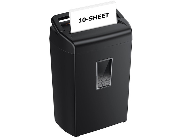 10-Sheet Heavy Duty Cross Cut Paper Shredder for Home Office 5.5-Gal Bin with Transparent Window, Shreds Credit Cards, Staples & Paper Clips,...