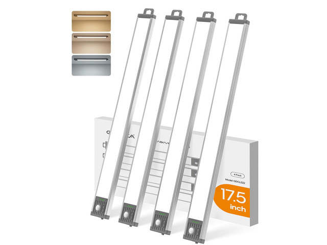 17.5inch Under Cabinet Lighting, 4500Mah Motion Sensor Light Indoor, 4 Pack Rechargeable Battery Operated Under Cabinet Lights, 3Color Temps,...