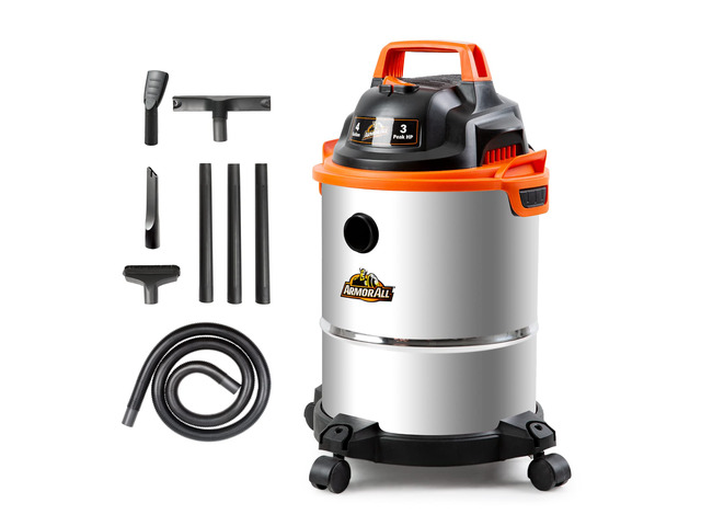 VO408S 0901 4 Gallon 3 Peak HP Stainless Steel Wet/Dry Vacuum, Orange