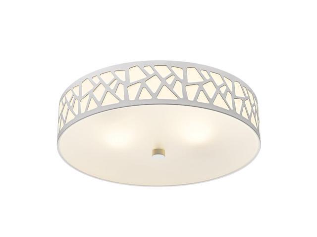 2-Light Flush Mount Ceiling Light, 12 Inch Modern Light Fixtures Ceiling Mount with White Metal and Frosted Glass Shade for Bedroom,Hallway, Kitchen