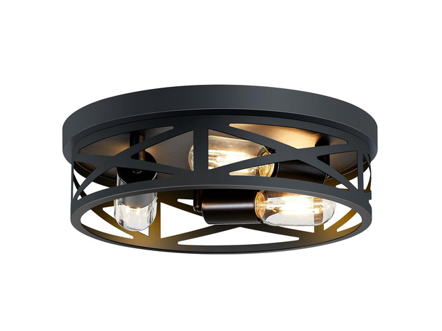 Flush Mount Ceiling Light Fixture,3-Light Ceiling Light Fixture,Black Hallway Light Fixtures Ceiling,Light Fixtures Ceiling Mount for...