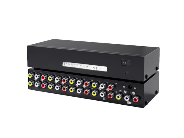 1x8 8-port video/audio splitter AV RCA 1-to-8 metal casing MT-108AV