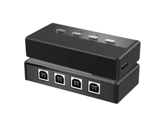 4-Port Automatic USB Printer Switcher (Plastic), Automatic USB Printer Sharing Device with Shortcut Keys and Buttons, Includes Connecting Cable.