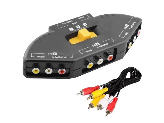 Three-channel AV switcher, video/audio switcher, RCA Lotus switcher, 3-in/1-out game selector, DC-3 shared manual switcher box.