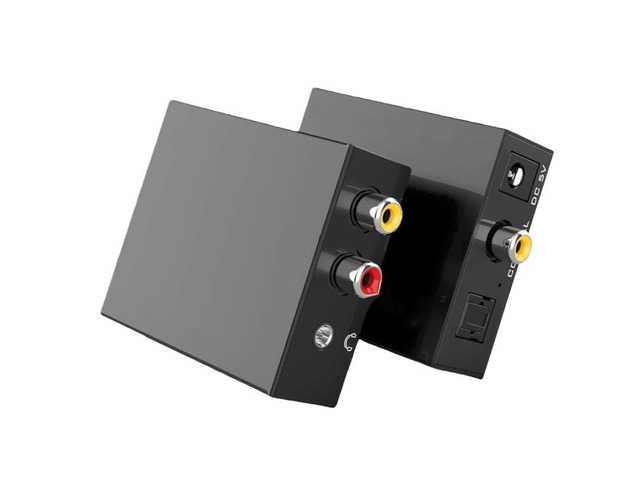 Fiber optic/coaxial S/PDIF L/R 3.5mm audio converter, digital to analog audio, fiber optic to AV converter.