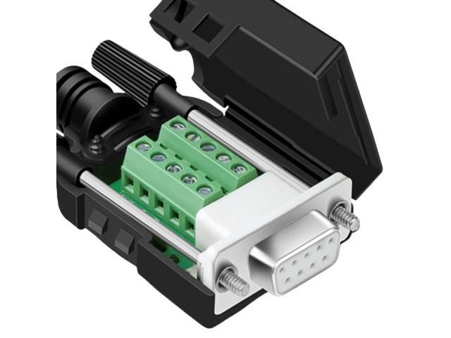 Two DB9 adapter terminals with housings, COM port, DR9 terminal, RS232, RS485, 9-pin splitter (with female bolts).