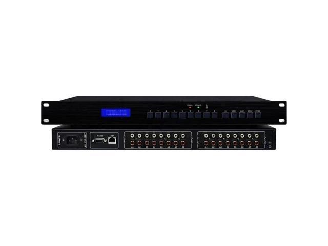 8x8 Audio Matrix Switcher RCA Switcher Multimedia Dual-Channel Unbalanced Stereo RS232 Infrared Remote Control 1U Rack Mount