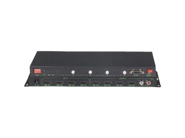 4x4 HDMI matrix switcher with audio, Ethernet APP, RS232 interface, infrared button, six-in-one switcher, 4x4 4K automatic loop playback without...