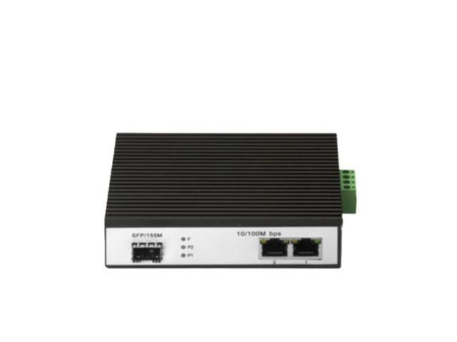 2-port industrial-grade fiber optic switch transceiver, 100M gigabit, SC interface, DIN rail mounting