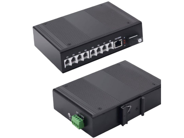 Industrial-grade 2-channel optical transceiver for telephone voice, fiber optic DIN rail mounting.