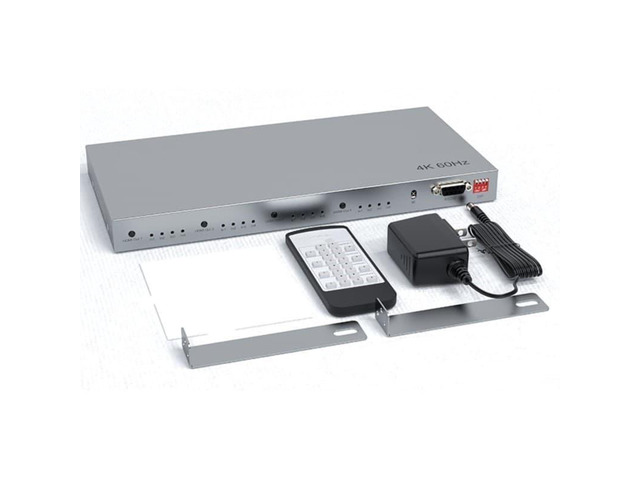 4x4 HDMI matrix switcher, 4K 60Hz splitter, with optical fiber, 3.5mm audio jack, RS232 interface and infrared remote control, supports 1080P...