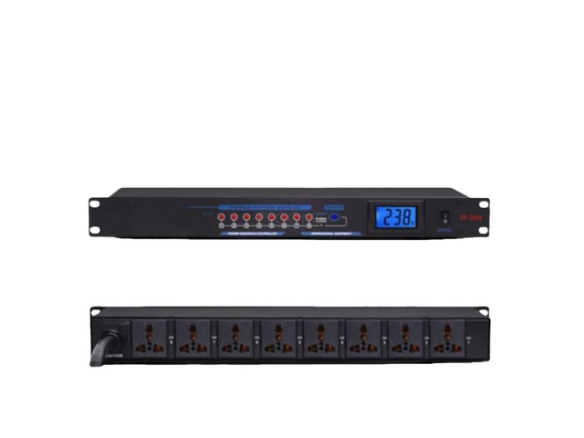 2-channel power sequencer, stage conference management and control universal socket, SR-328 LCD display