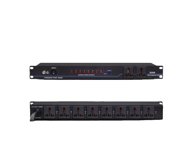 3-channel power sequencer, stage conference management and control universal socket, SR-328 LCD display