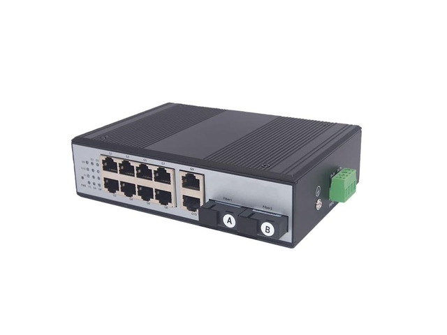Industrial fiber optic switch, 2xSC 10x1000M Gigabit Ethernet, PoE power supply, optical transceiver, supports stacking