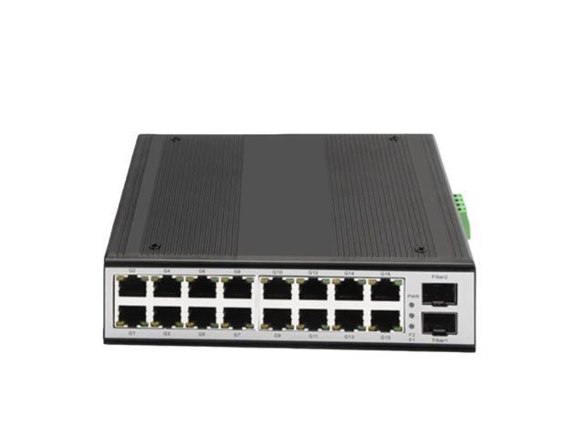 Industrial fiber optic switch, 2xSFP 16x1000M Gigabit Ethernet, PoE power supply, optical transceiver, supports stacking.