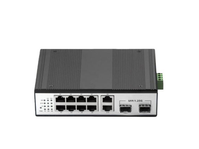 Industrial fiber optic switch, 2xSFP 10x1000M Gigabit Ethernet, PoE power supply, optical transceiver, supports stacking.