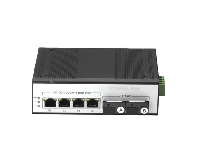 Industrial fiber optic switch, 2xSC 4x1000M Gigabit Ethernet, PoE power supply, optical transceiver, supports stacking