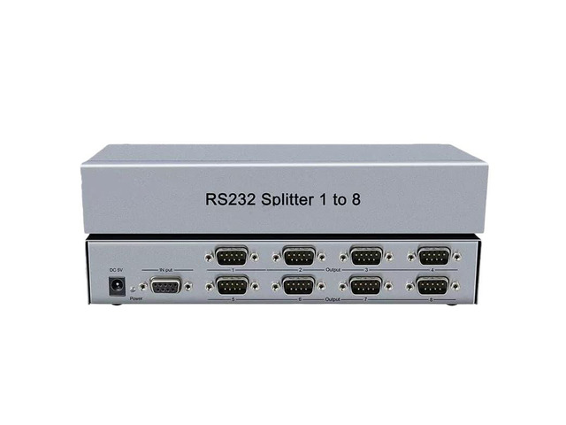 Industrial-grade 8-port RS232 serial port splitter (1x8, 8x1) RS-232C COM DB9 splitter (metal)