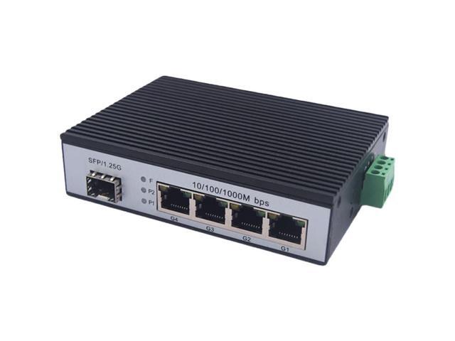 One-to-one 1F4E industrial fiber optic switch, 1 SFP port, 4-port 10/100/1000M Gigabit Ethernet, no PoE power supply, optical transceiver.