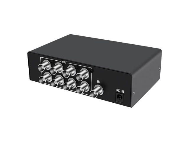 1x8 BNC video splitter, 1 input, 8 outputs, supports CVBS signals for multiple monitors, high bandwidth 1080P.